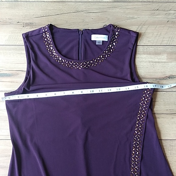 Calvin Klein Purple Aubergine Embellished Cocktail Dress. Size 4 - Picture 15 of 17